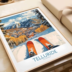 Mountain Home Decor Colorado Ski Resort Art Winter Sport Wall Art Telluride Print Lodge Decoration Alpine Adventure Mountain Cabin Decor