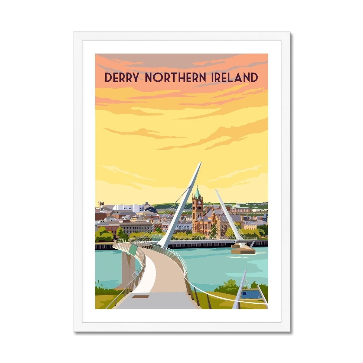 Derry Poster Print Londonderry Wall Art Northern Ireland Etsy