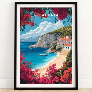 Kefalonia Reise Print Griechenland Reise Poster Kefalonia Kunstwerk Poster Geschenk Griechenland Wohnkultur Kefalonia Illustration Kunst Liebhaber GriechenlandDruck