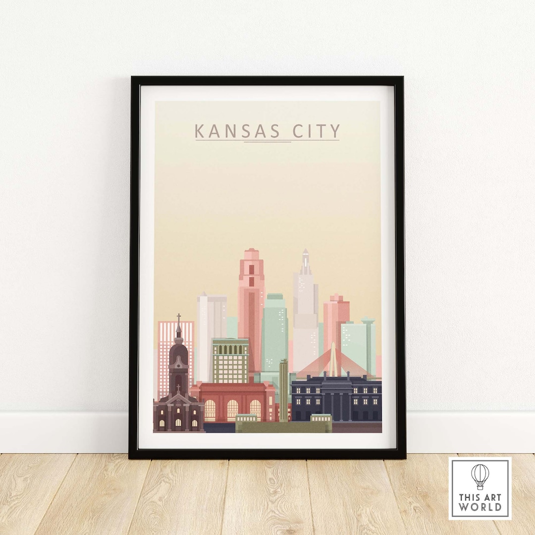 Kansas City Skyline Print Wall Art Poster Kansas City Wall Art