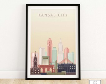 Kansas City Skyline Print | Wall Art Poster | Kansas City Wall Art | Cityscape Art Wall Decor | Kansas City Gift