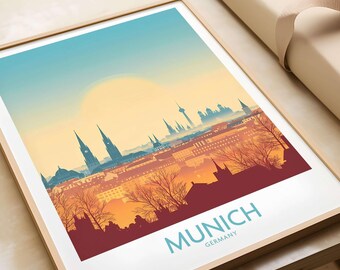 Munich Print Germany Munich Wall Art Print Germany Travel Poster Germany Home Decor Munich Artwork Poster Gift Munich Illustration Art Lover