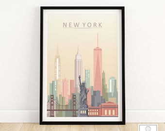 New York Skyline Print | Wall Art Poster | New York City Wall Art | NY Cityscape Art | New York Wall Decor | NYC Skyline Print