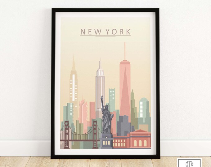 New York Skyline Print Wall Art Poster New York City Wall - Etsy