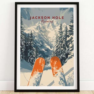 Ski Wand Kunst Jackson Hole Skihütte Druck Wohnkultur Ski Zimmer Kunst Familie Geschenk Kunstliebhaber Ski Kunst Jackson Hole Poster Wintersport Kunst
