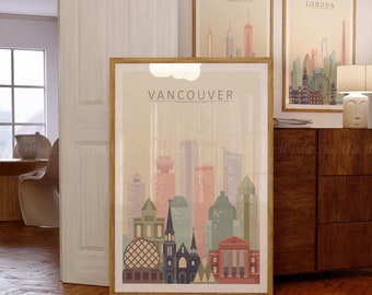バンクーバーの街並みのプリント｜カナダのウォールアート｜ポスターの