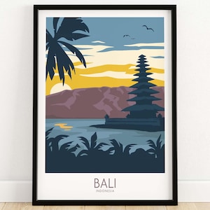 Bali Travel Poster | Bali Print | Bali Wall Art | Indonesia Poster Print | Bali Travel Gift | Bali Retro Poser