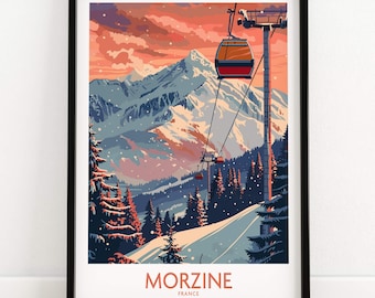 Morzine Poster Winter Sports Wall Art Gift for Skier Mountain Cabin Ski House Decoration Morzine Ski Lodge Print Home Decor Ski Room Art