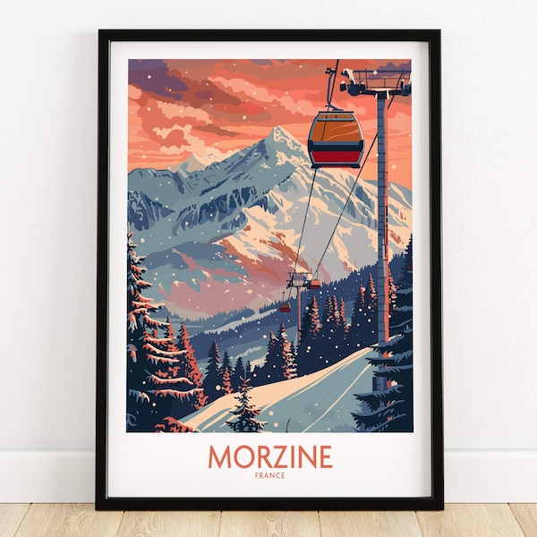 Morzine Poster Winter Sport Wand Kunst Geschenk für Skifahrer Berghütte Ski Haus Dekoration Morzine Skihütte Druck Wohnkultur Ski Room Art