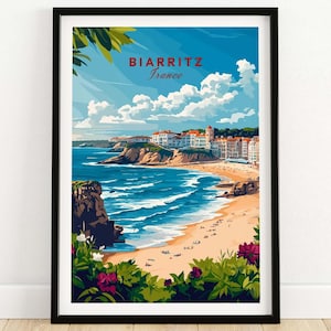 Biarritz Wall Art Print France Travel Poster France Home Decor Biarritz Artwork Poster Gift Biarritz Illustration Art Lover France