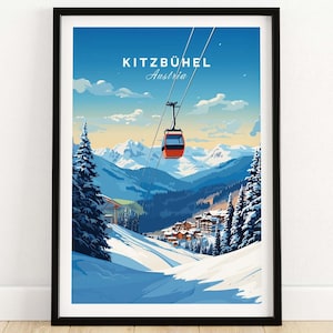 Pôster de arte de Kitzbühel, bela vista alpina, ideal para decoração de casa, presente de aniversário perfeito para entusiastas de viagens