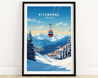 Kitzbuhel Art Print Poster, Beautiful Alpine View, Ideal for Home Decoration, Perfect Birthday Gift for Travel Enthusiasts
