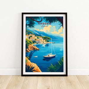Rhodes Travel Print Rhodes Wall Art Print Travel Poster Rhodes Wall Decor Rhodes Art Lovers Gift Rhodes Greece Illustration Greece  Art Gift