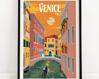 Venice Print | Wall Art Poster | Venice Poster Art | Venice Gondola Canal Travel Print Minimalist Wall Decor Fine Art Print | Venice Gift