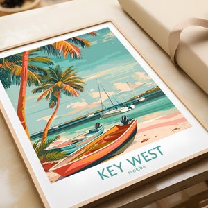 Key West Florida Poster Key West Wall Art Gift Home Decor Key West Beach Scene