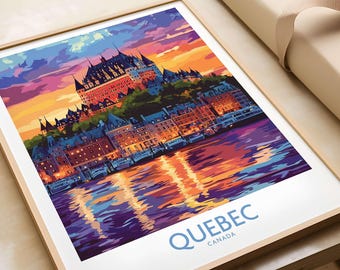 Stampa artistica di viaggio del Quebec - Château Frontenac Quebec Wall Art Gift Decorazione per la casa Canada Poster Stampa Quebec Decor Regalo di inaugurazione della casa