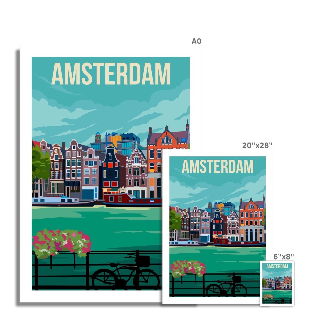 Amsterdam Vintage Travel Poster Amsterdam Print | Etsy