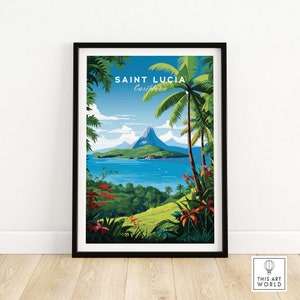 Saint Lucia-print muurkunst print reisprint | Woondecoratie poster cadeau | Digitaal illustratiekunstwerk | Verjaardagscadeau