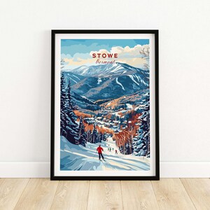 Stowe Ski Print Vermont Mountain Art Skihütte Wanddekor Wintersport Kunstwerk Berg Zuhause Alpenhütte Geschenk Abenteuer Sport Resort