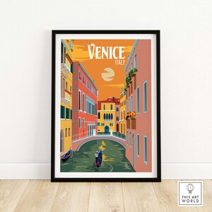 Venice Print | Wall Art Poster | Venice Poster Art | Venice Gondola Canal Travel Print Minimalist Wall Decor Fine Art Print | Venice Gift