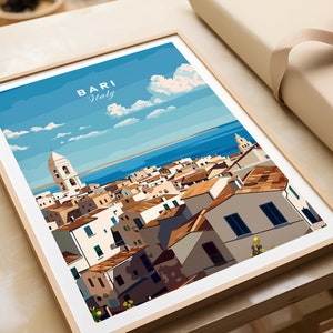 Bari Travel Poster Puglia  Italy Travel Poster Bari Artwork Poster Gift Italy Home Decor Bari Illustration Art Lover Italy Print
