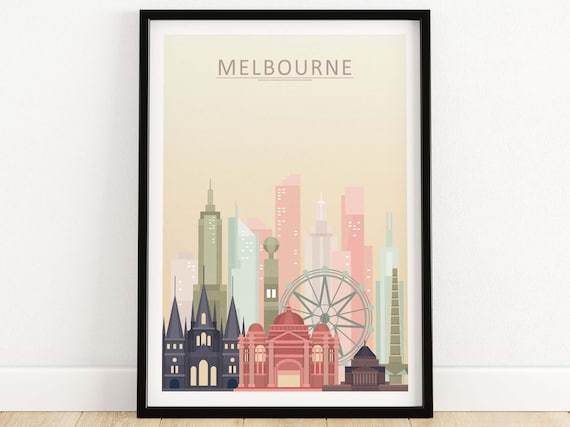 Melbourne Skyline Print | Australia Poster | Melbourne City Wall Art | Melbourne Cityscape Gift