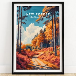 New Forest Travel Poster England Wall Art Print Travel Poster Home Decor Artwork Poster Gift Digital Illustration Home Art Lover Print