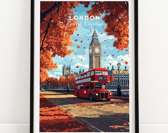 London Travel Print London Travel Poster Birthday Present London Wedding Anniversary gift Big Ben