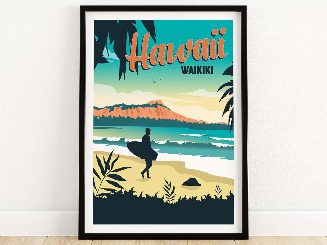 超レア70sオリジナルビンテージHawaiiハワイワイキキビーチフォトポスター 超レア70sオリジナルビンテージHawaiiハワイワイキキビーチ