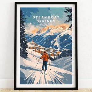 Steamboat Springs Ski Art Print Colorado Ski Lodge Wall Art Home Decor Skiing Gift Ski House Decor Winter Sport Room Print Chalet Art