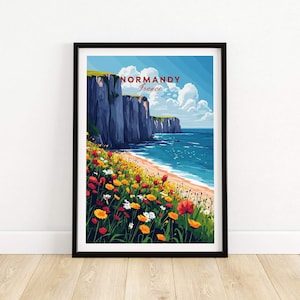 Normandy Wall Art Print Travel Poster Normandy Wall Decor Normandy Art Lovers Gift Normandy France Illustration France  Art Gift