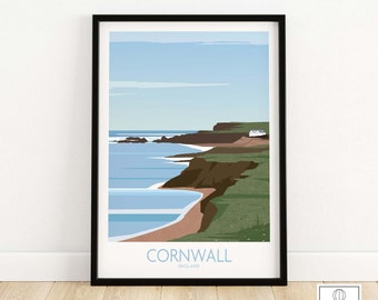 Cornwall Poster Print Wall Art | Cornish Coastal Artwork | Cornwall Coast Home Decor | Framed & Unframed Cornwall Art | Cornwall Gift