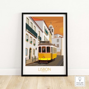Lisbon Poster | Lisbon Portugal Print | Lisbon Wall Art | Portugal Home Decor | Lisbon Tram Vintage Poster | Framed & Unframed Lisbon Gift