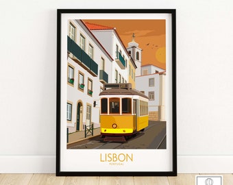 Lisbon Poster | Lisbon Portugal Print | Lisbon Wall Art | Portugal Home Decor | Lisbon Tram Vintage Poster | Framed & Unframed Lisbon Gift