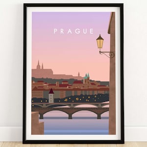 Prague Print | Prague Travel Poster | Prague Wall Art | Prague Fine Art Print | Czech City Skyline Art | Memento | Housewarming Gift