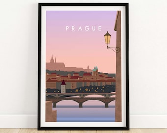 Praagse print | Reisposter Praag | Muurkunst Praag | Fine Art-afdruk van Praag | Skylinekunst Tsjechische stad | Aandenken | Housewarmingcadeau