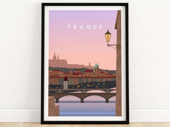 Prague Print | Prague Travel Poster | Prague Wall Art | Prague Fine Art Print | Czech City Skyline Art | Memento | Housewarming Gift