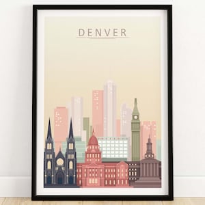 Impressão do horizonte de Denver | Pôster de arte de parede | Presente de Denver, Colorado