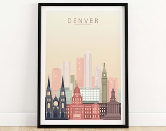 Denver Skyline Print | Wall Art Poster | Denver Colorado Gift
