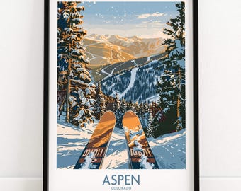 Ski Wall Art Aspen Ski Lodge Print Home Decor Ski Room Art Family Gift Colorado Gift Art Lovers Ski Art Aspen Poster Winter Sports Art Aspen