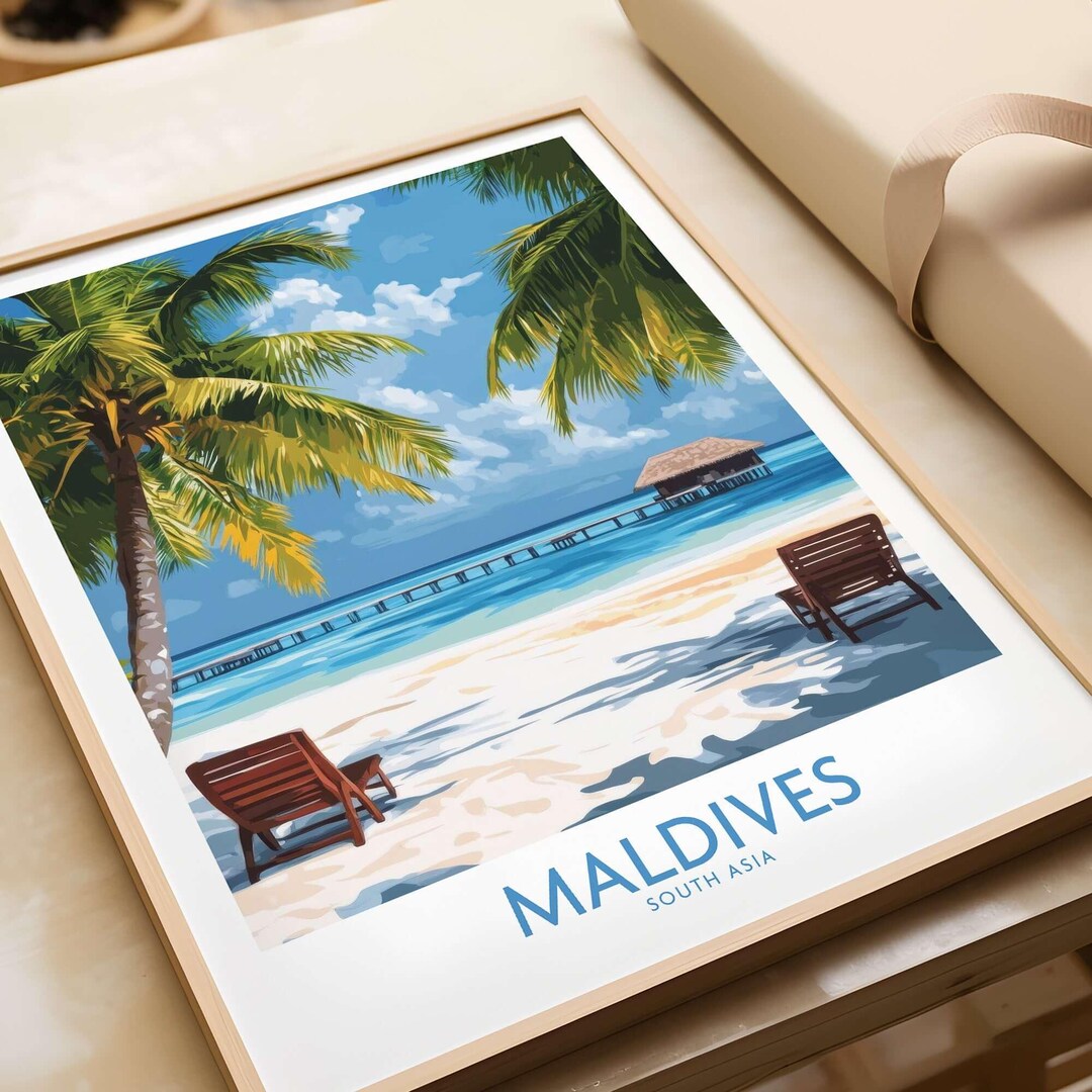 Maldives Wall Art Poster Maldives Travel Print Wall Art Maldives Poster ...