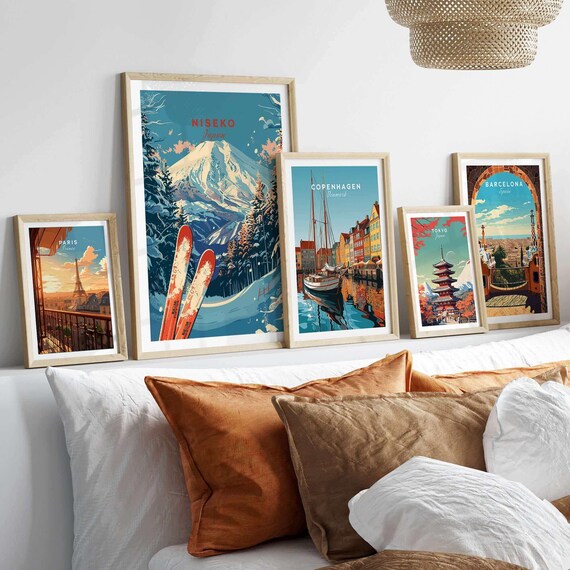 Niseko Ski Print Japan Mountain Art Ski Lodge Wall Decor Winter