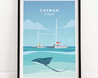 Cayman Islands Travel Poster | Tropical Island Wall Art