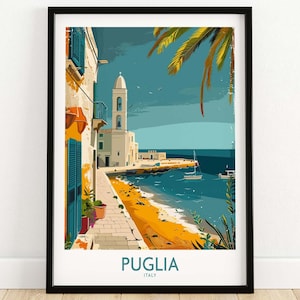 Puglia Travel Poster - Italy Puglia Wall Art Print Italy Home Decor Apulia Artwork Poster Gift Puglia Art Lover Italy Print