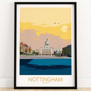 Impresión de póster de Nottingham / Regalo de arte mural de Nottingham