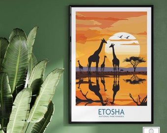 Etosha Safari Poster Travel Poster Home Decor Gift Wall Art Print Birthday Present Wall Art Print