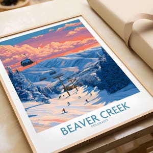 Beaver Creek Skipiste Kunstdruck - Colorado Ski fahren Wanddekoration, Berg Reise Geschenk, Winter Sport Hütte Dekoration