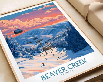 Beaver Creek Ski Slope Art Print – Colorado Skiing Wall Decor, Mountain Travel Gift, Winter Sports Cabin Decoration
