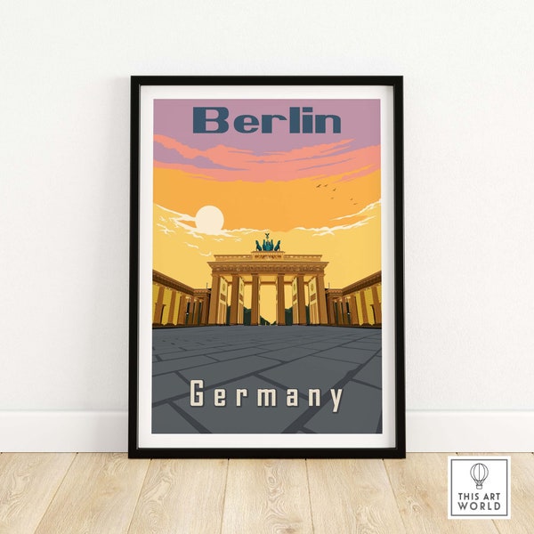 Berlin Poster | German Travel Print | Brandenburg Gate Wall Art | Home Decor | Framed & Unframed Deutschland Gift Idea