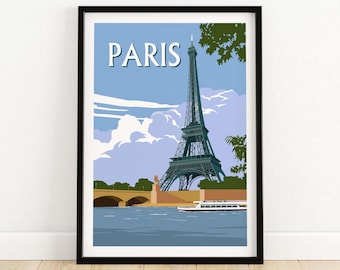 Eiffel Tower Paris - Travel Poster Print - Wall Art Poster - France Gift